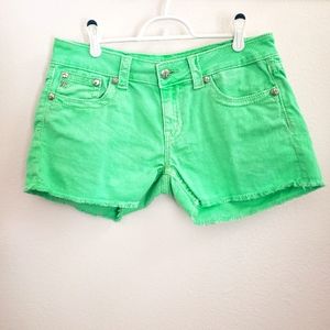 Miss me jean shorts neon green